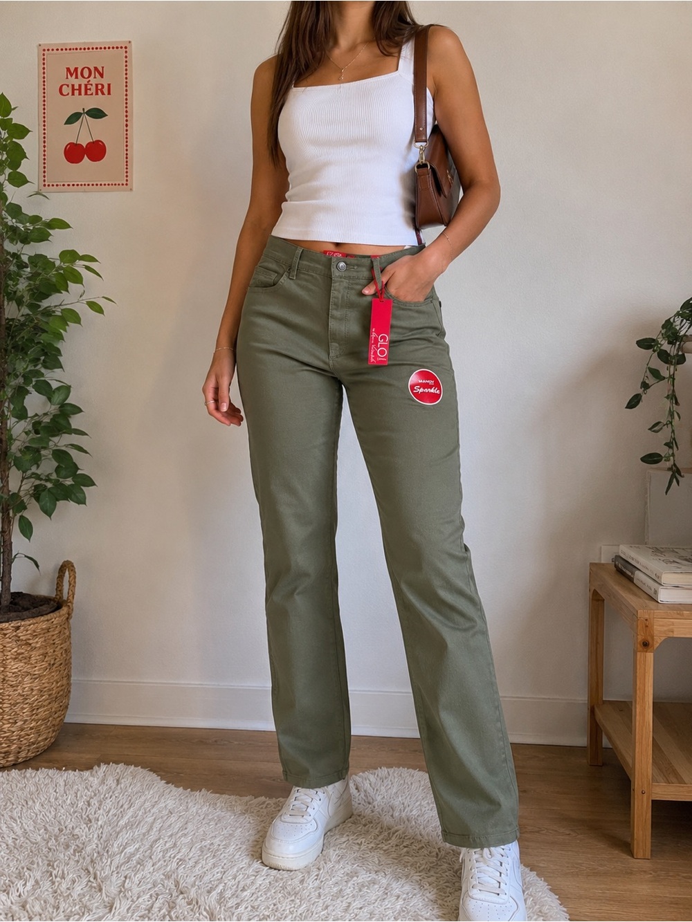 Vtg GLO Gloria Vanderbilt Mandy Jeans Womens 10 Olive Green NWT Tapered Leg Y2K